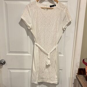Apt. 9 Cream Lace Shift Dress with Self-Tie Belt